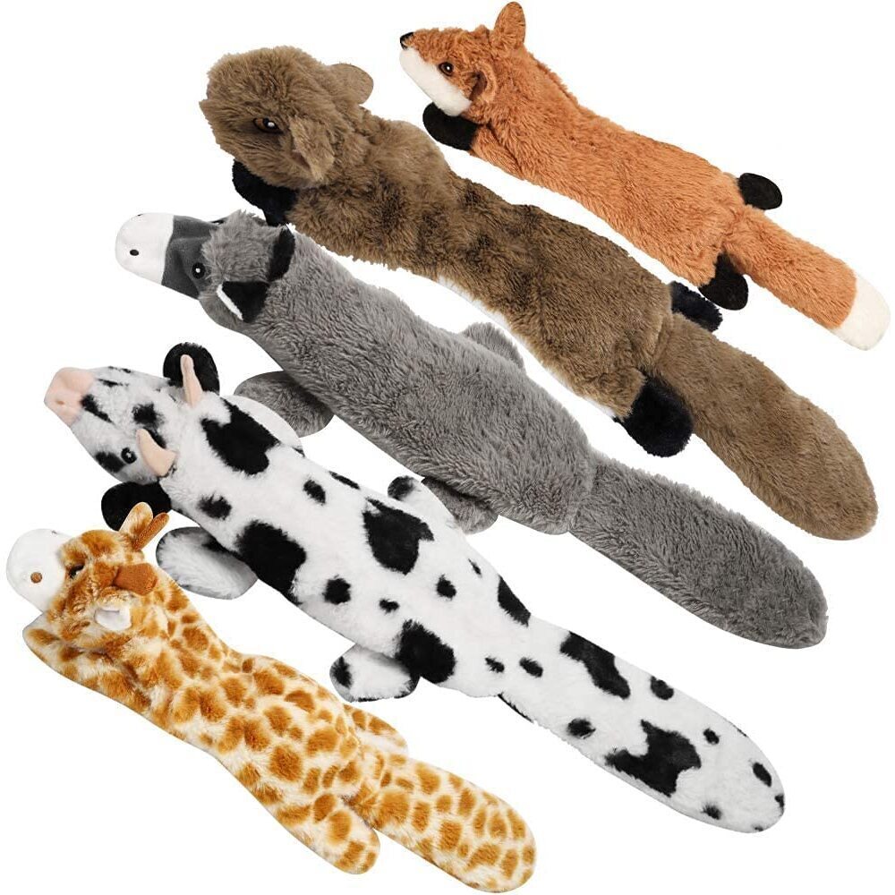 Dog Squeaky Toys, 5 PCS Crinkle Plush Dog Toys, No Stuffing Dog Toys